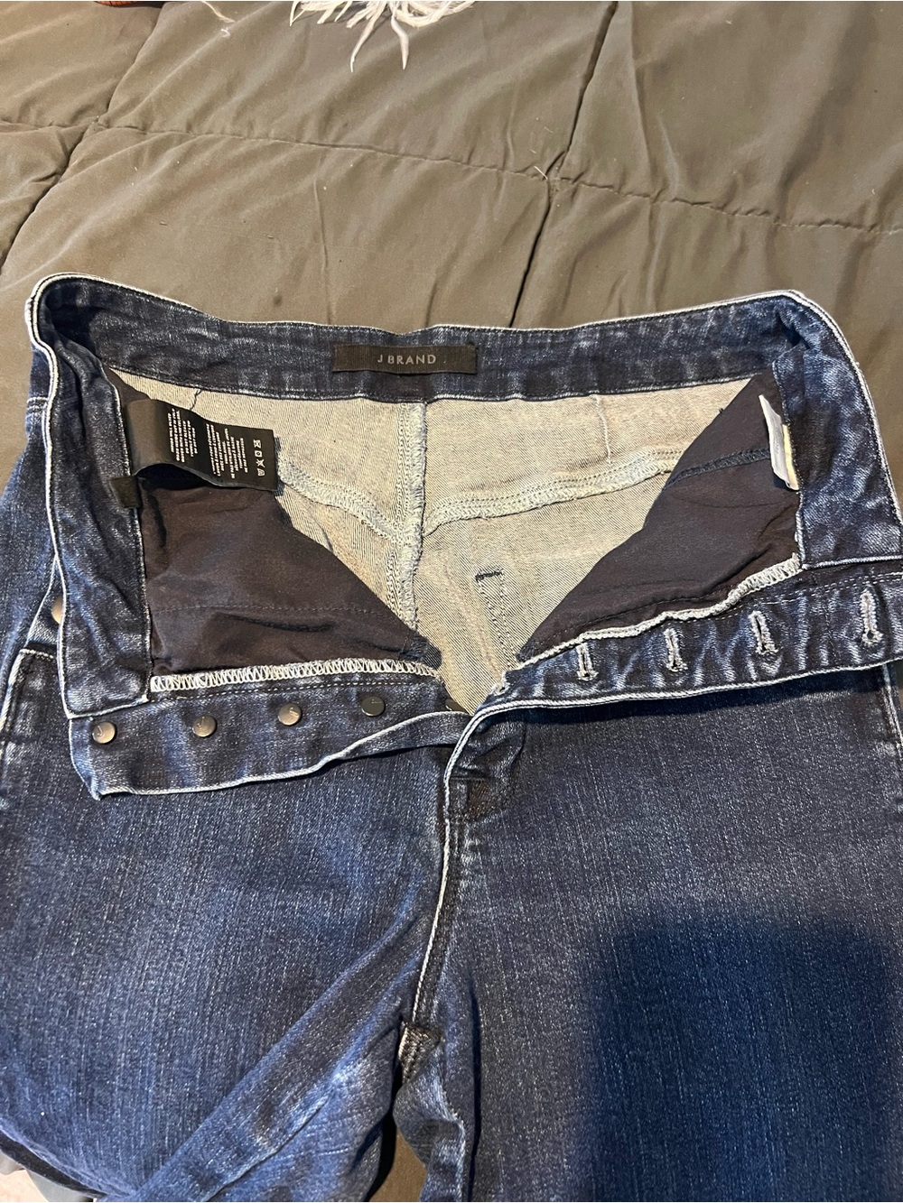 J Brand Dark Blue High-Waist Ankle Button-Front Jeans - Picture 6 of 6